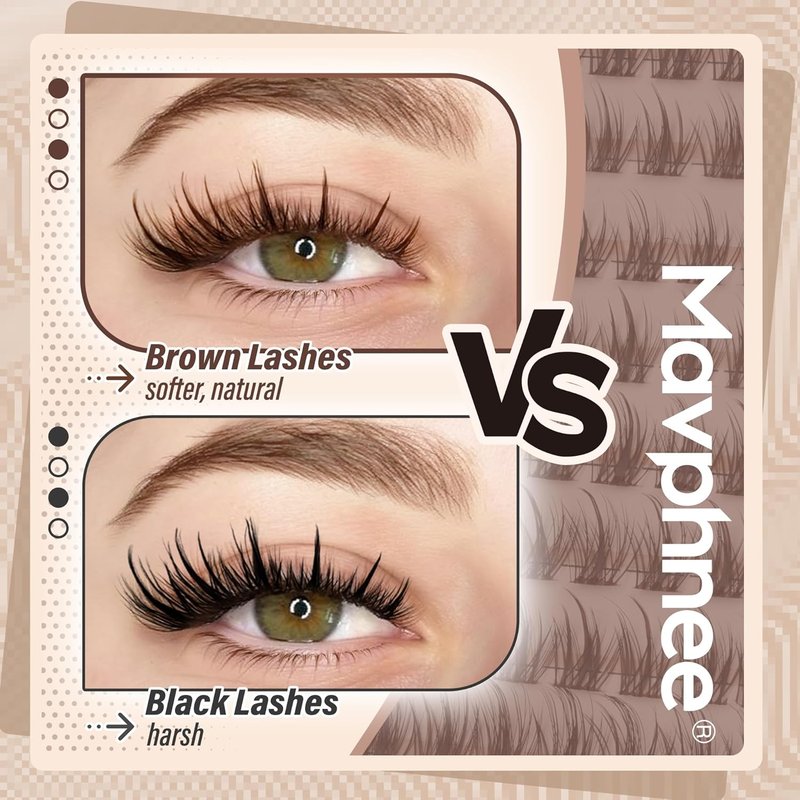 Mavphnee Brown Lash Clusters - Wispy Individual Eyelash Extensions | Dark Brown, 8-16MM for Everyday Wear