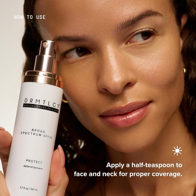 DRMTLGY SmrtSun Broad Spectrum SPF 45 Anti-Aging Sunscreen – Hybrid Zinc Oxide UV Protection with Hyaluronic Acid & Niacinamide – Lightweight, Non-Greasy, Fragrance-Free Face Sunscreen – 1.7 oz