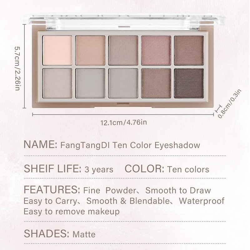 Skiennix Matte Eyeshadow Palette - Ten High-Pigmented Neutral Shades | Blendable, Vegan & Cruelty-Free