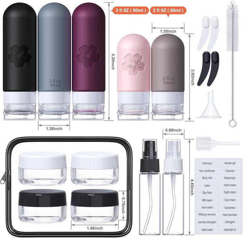 Skiennix 20-Pack Travel Bottles - Silicone TSA Approved Leak-Proof Toiletry Containers