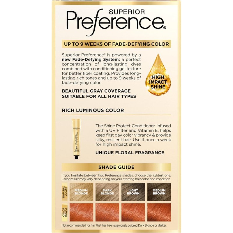 L'Oreal Paris Hair Color - Superior Preference Luminous Fade-Defying Dye, Lightest Auburn 7LA, 1 Kit