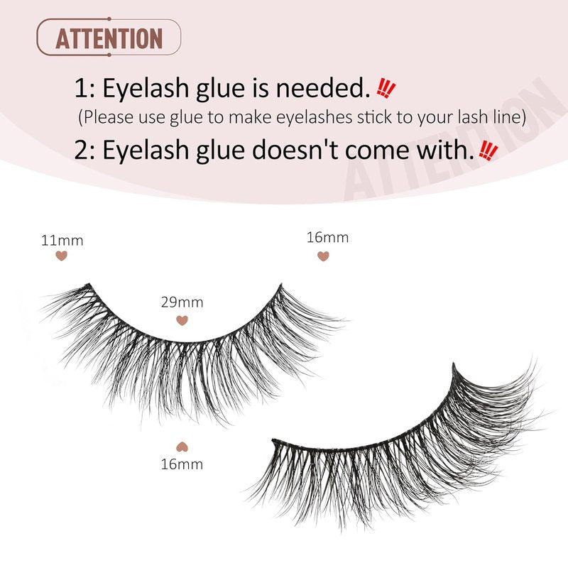 Natural Wispy False Eyelashes - Flared Style for a Natural Look | 7 Pairs D-K06