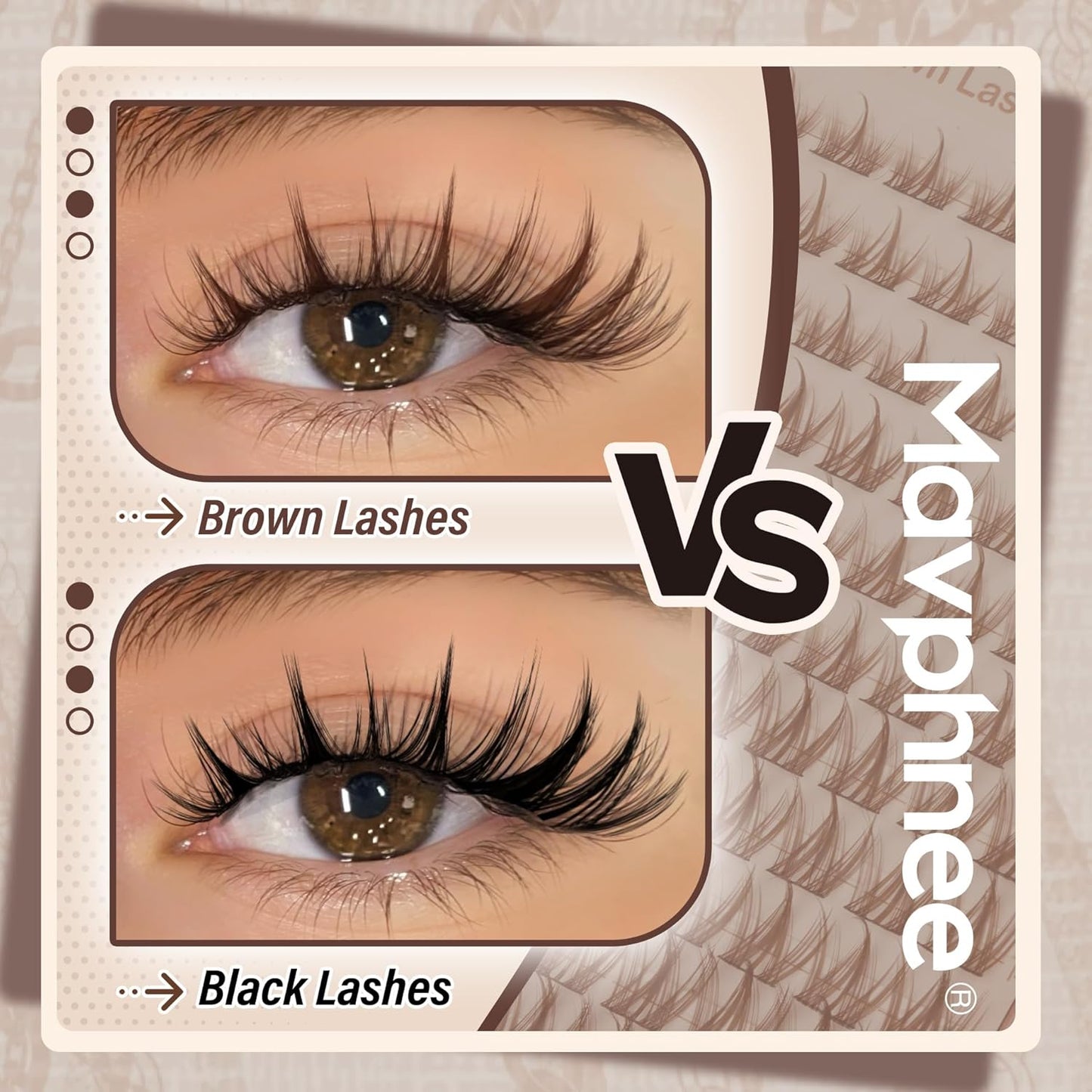 Spiky Brown Eyelash Clusters - Anime & Manga Style Individual Lashes | Wispy C-Curl 10-16MM