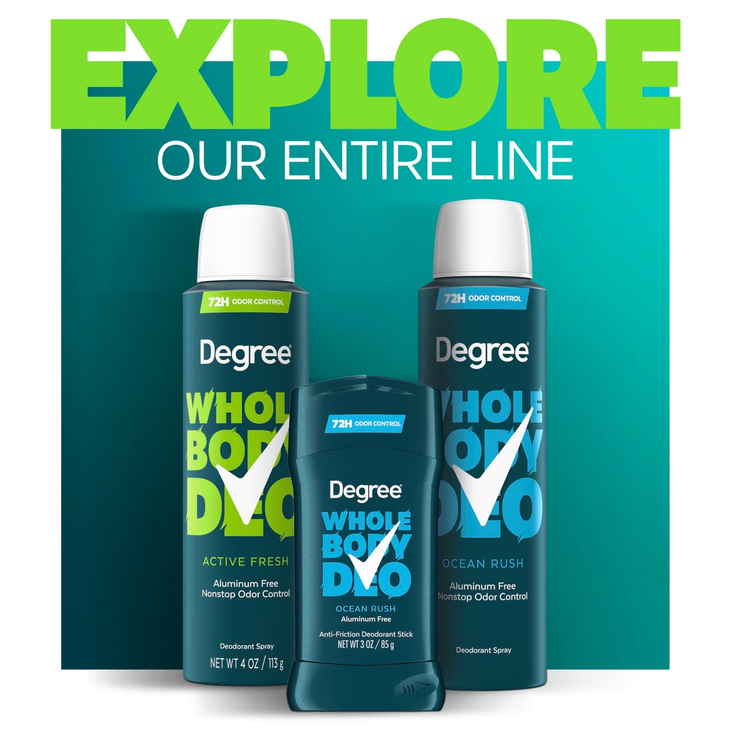 Degree Men Whole Body Deodorant Spray for Men, Active Fresh Scent, Aluminum Free 72H Odor Protection 4 oz