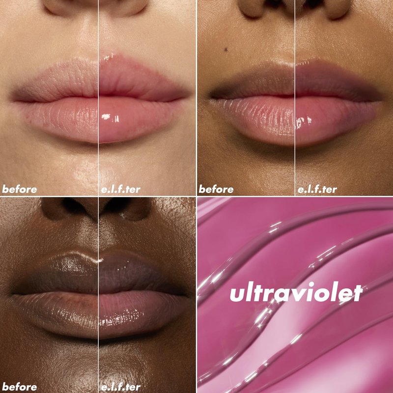 e.l.f. Glow Reviver Plumping Lip Oil, Tinted Lip Plumper For A High-Shine, Plump Finish, Infused With Jojoba Oil, Vegan & Cruelty-Free, Ultraviolet