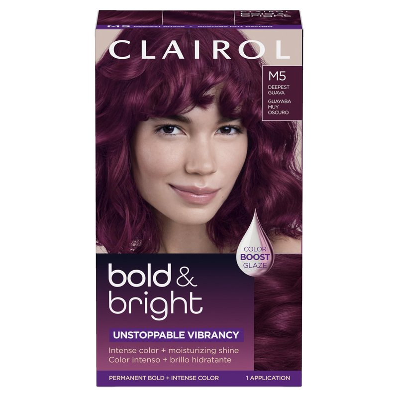 Clairol Bold & Bright Permanent Hair Dye, M5 Deepest Guava Hair Color | Intense Vibrancy + Moisturizing Shine | Includes Color Boost Glaze to Amplify Color Anytime | Pack of 1