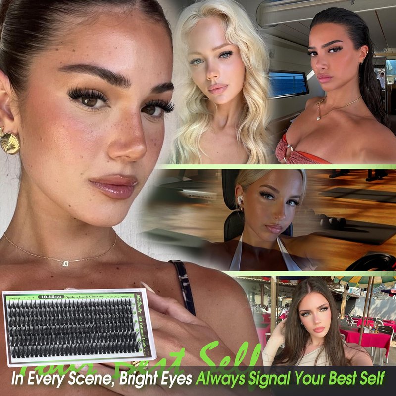 Lash Clusters with Spikes Manga Eyelash Clusters Fluffy Cluster Eyelash Extensions Spiky10-18MM D-curly Wispy Cluster Lashes Volume Eye Lash Clusters Soft Individuals Lashes by Newcally