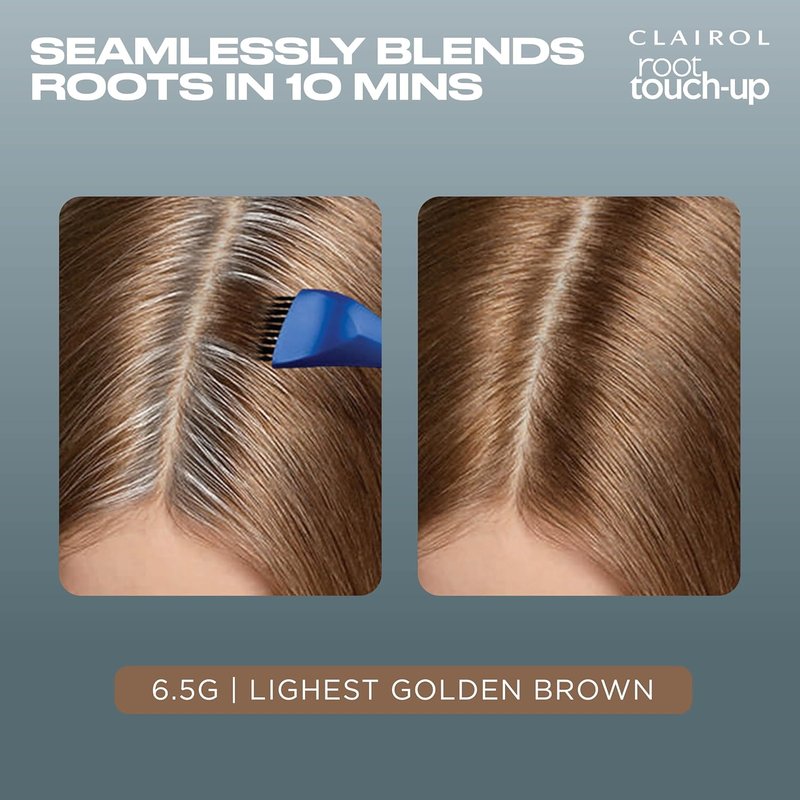 Clairol Root Touch-Up Permanent Hair Dye - 6.5G Lightest Golden Brown | 100% Gray Coverage, Easy Brush Application | Pack of 2