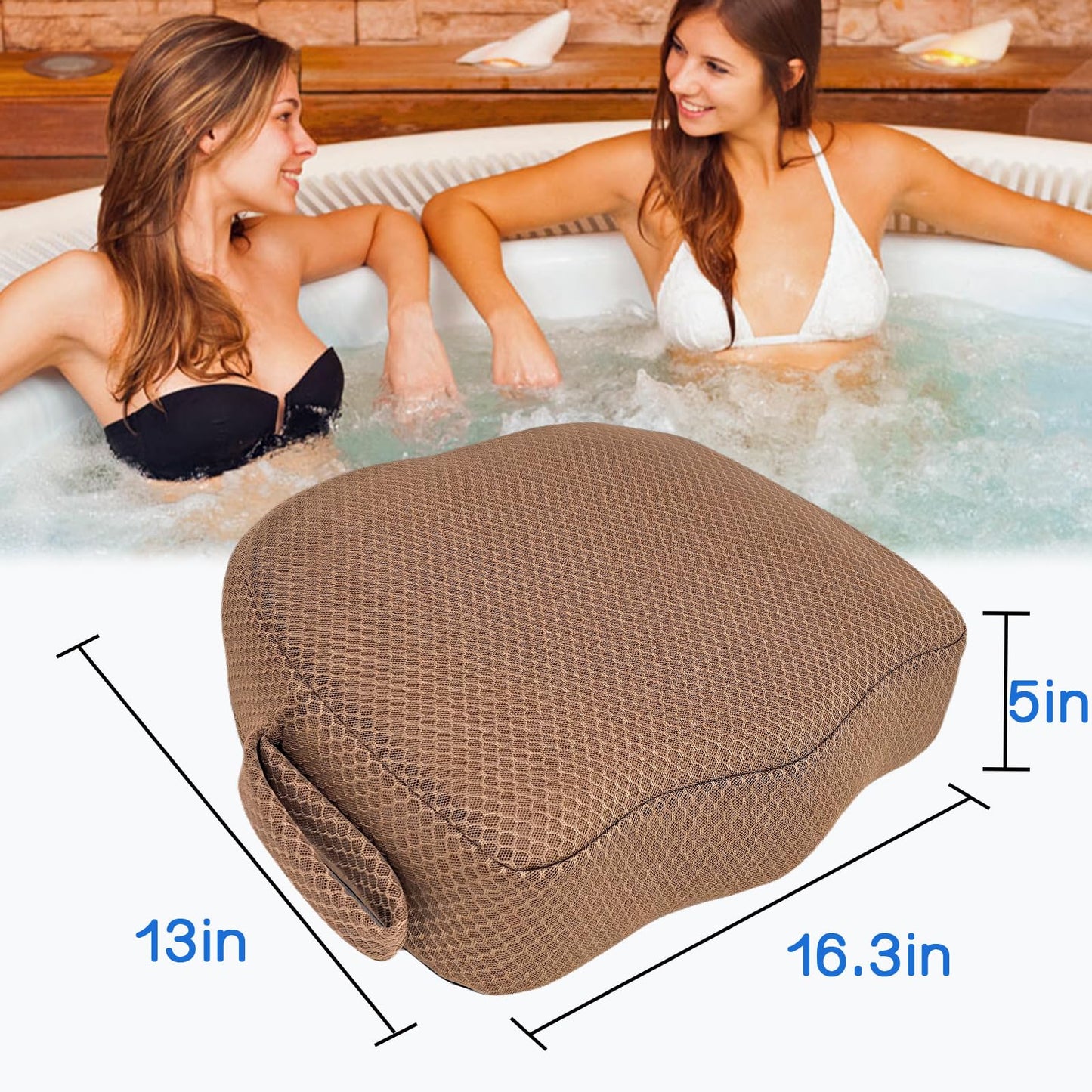 AEROiVi Hot Tub Booster Seat for Adults, 5 Inch Thick Supportive Cushion with Non-Slip Bottom, Weighted for Quick Sink Without Float, Spa Booster Seat for Hot Tub (Including Inflatable), Pool, Bathtub