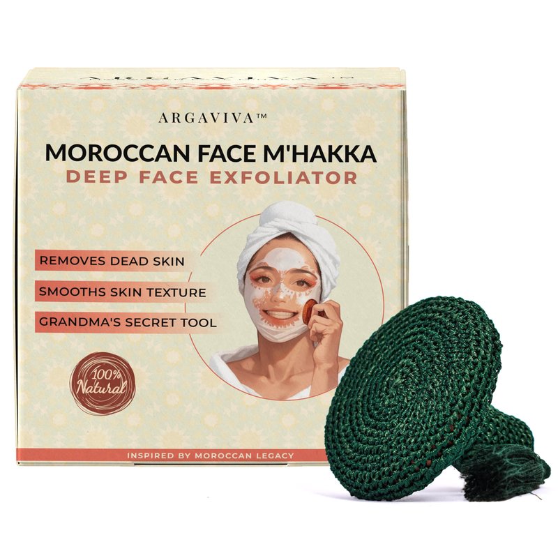Face Scrubber Exfoliator – Gentle Face Exfoliator Scrubber & Facial Brush for Cleaning and Exfoliating – Moroccan Clay & Sabra Fabric Pad for Smooth Radiant Skin, Men & Women