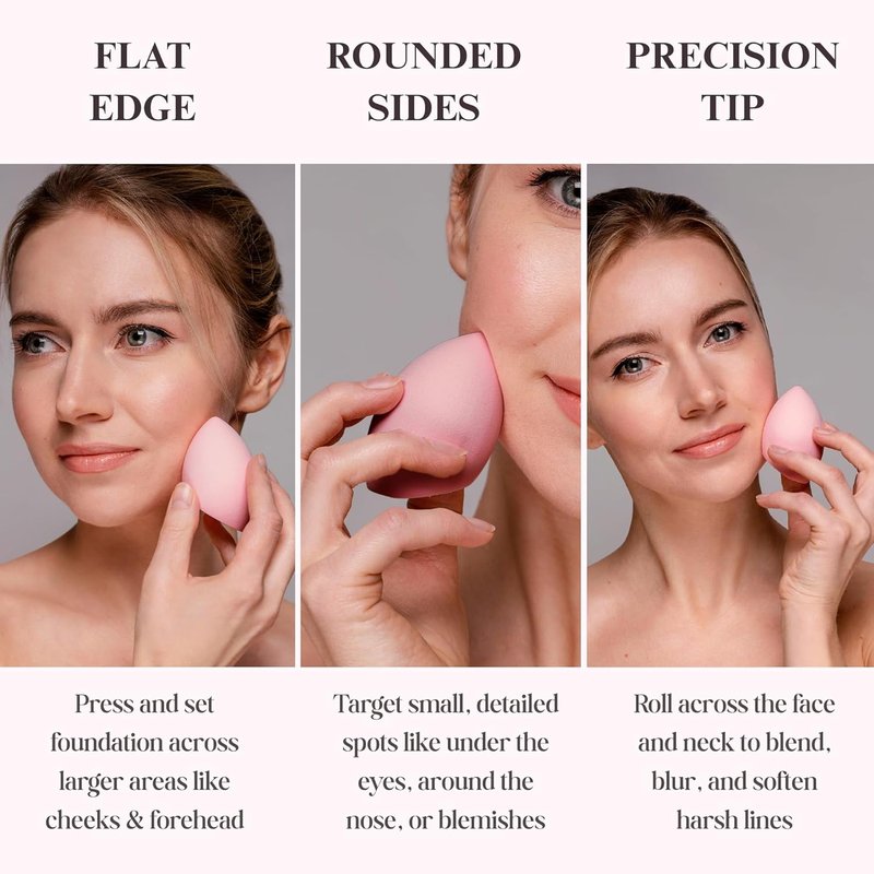 Makeup Blender Sponge - Streak-Free Applicator for Liquid & Cream Foundation | Washable, Latex-Free, Ideal for Dry & Wet Use