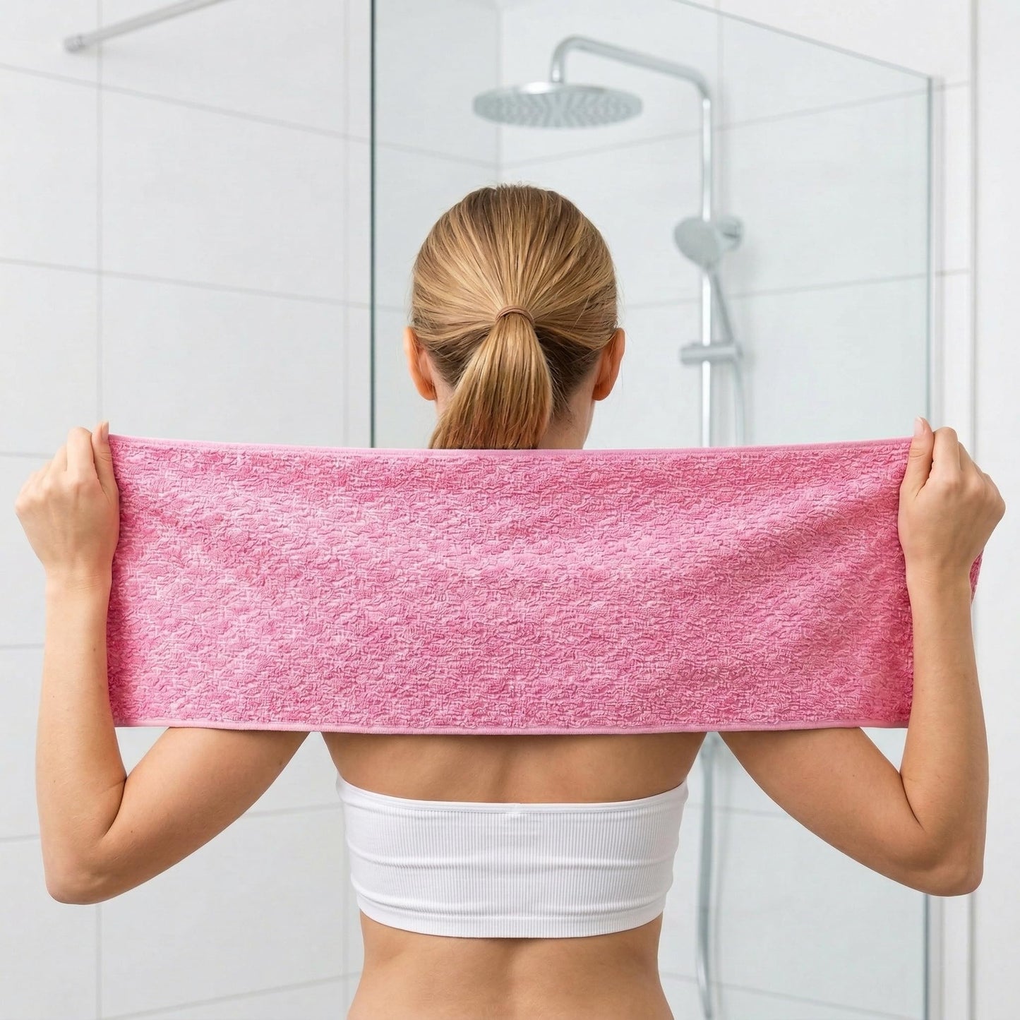 BLISSAL Exfoliating Shower Towel, Exfoliating Body Scrubber Bath Towel for Shower, Deep Cleansing, Remove Dirt, Oil & Dead Skin, Quick Dry Body Towel for Men & Women, 48 Inch, Pink & Black, 2 Pack