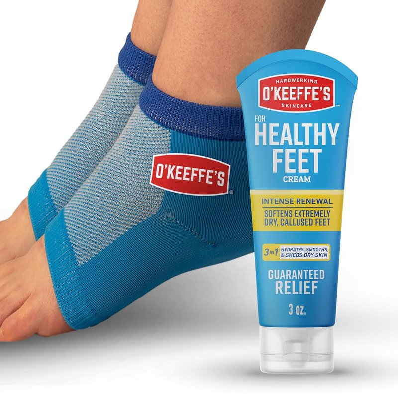 O’Keeffe’s Heel Repair Kit - Intense Renewal Foot Cream & Reusable Foot Sleeves | Exfoliates & Softens Dry Heels (1 Pair)