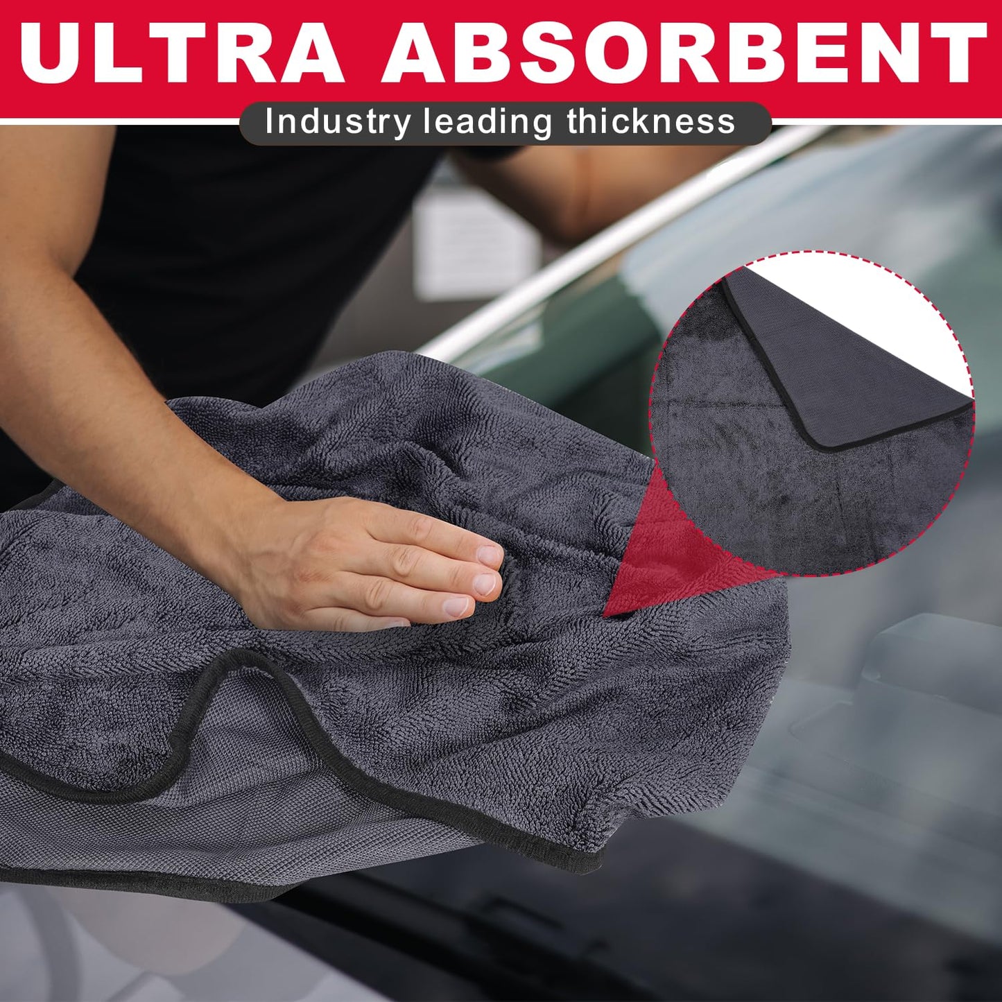 INFICRIME Microfiber Cleaning Cloth, 36"x 24" Extra Large Microfiber Towels, Ultra Absorbent Car Washing Towels, Reusable Lint Free Streak Free Cleaning Rags for Car, Kitchen, and Window, 1300 Washes