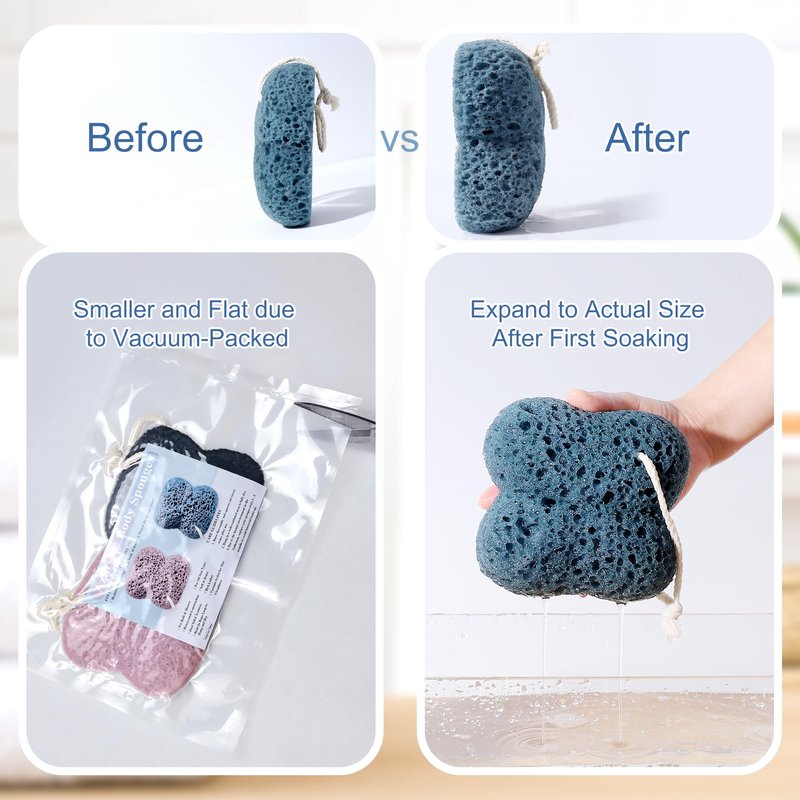 Bath Sponge for Shower Exfoliating, 2Pcs Sponges for Body Wash Bathing, Soft Loofah Sponge Bath Foam for Gentle Deep Cleansing & Delicate Dry Skin