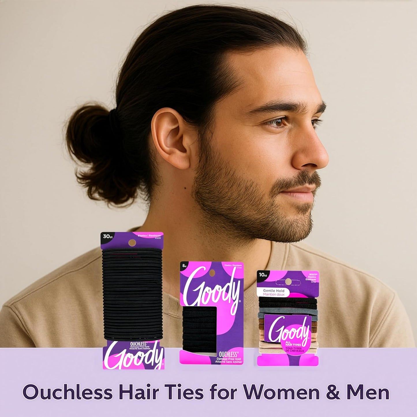 Ultimate Daily Hair Ties Kit - Ouchless No-Damage Elastics for All Hair Types | 30 Black + 10 Neutral + 8 Seamless Ponytail Holders