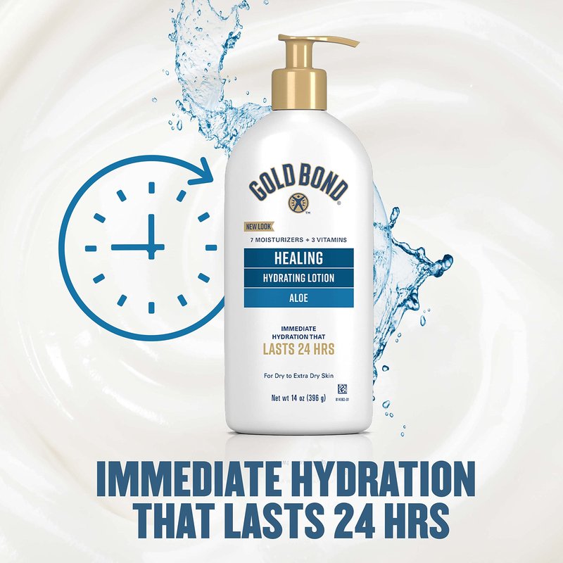 Gold Bond Healing Hydrating Lotion, 14 oz., Body Lotion with Aloe, Moisturizes, Immediate 24-Hour Hydration