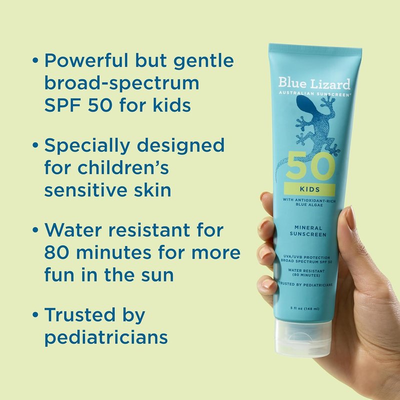 Blue Lizard Kids Sunscreen Lotion - SPF 50 Mineral Formula, Water-Resistant & Fragrance-Free, 5 fl oz