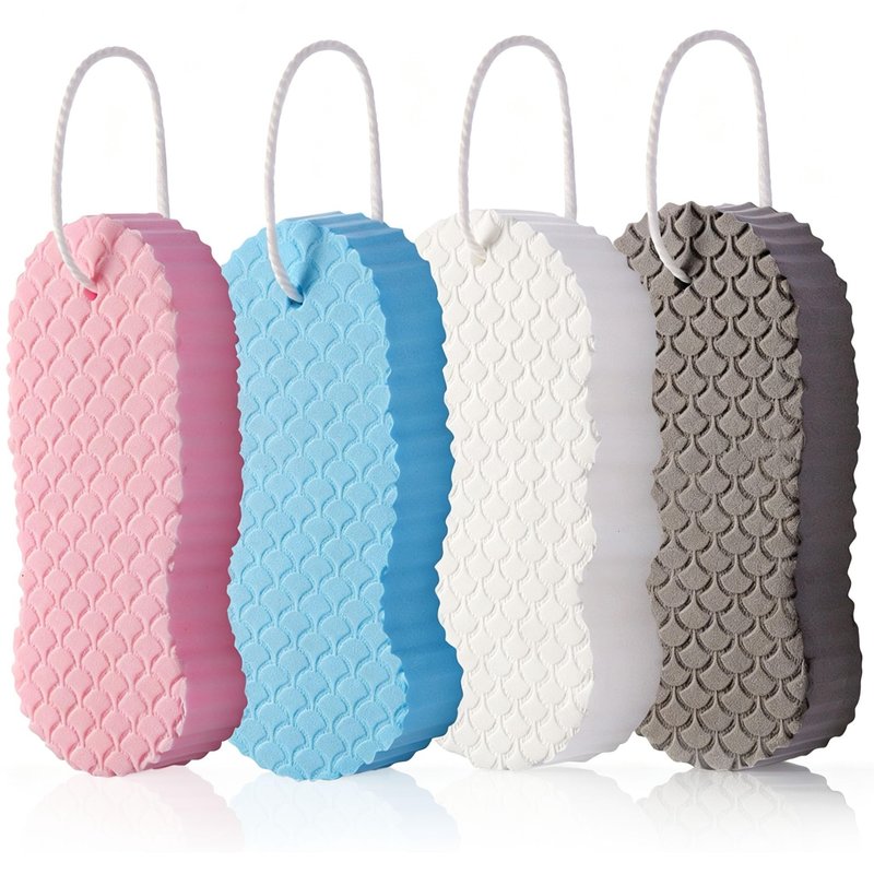4 PCS Shower Sponge, Body Sponge, Bath Sponges for Men Women, Soft, Rich Foam, Individually Wrapped, Hanging Design, Great Gift for Friends Family