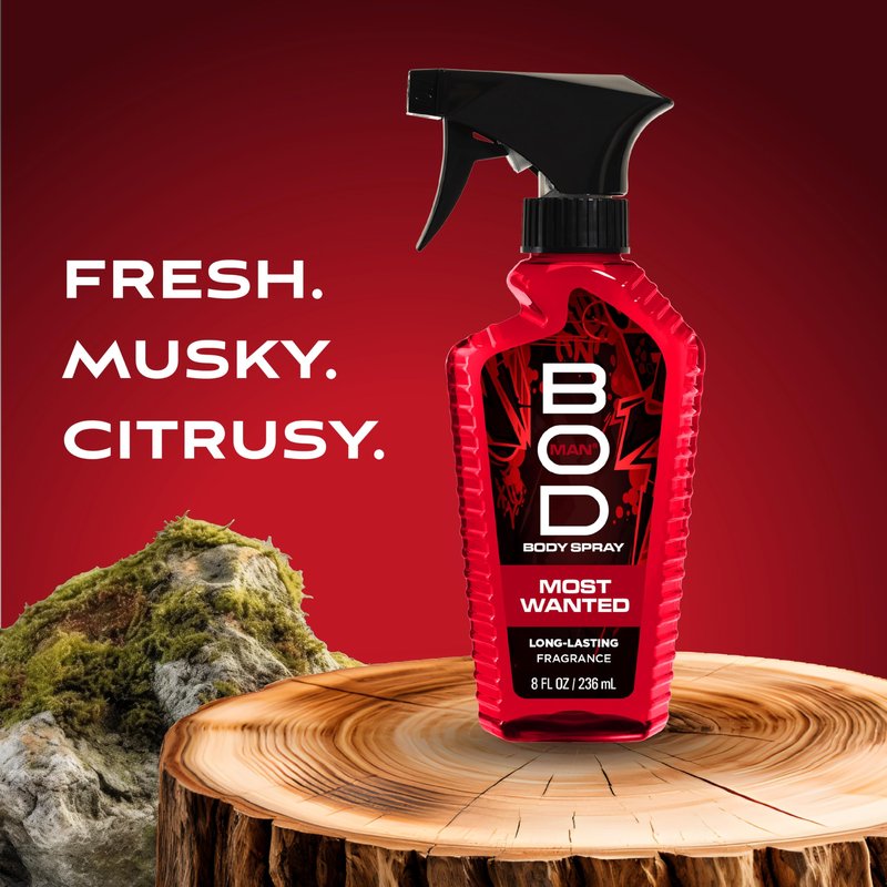 BOD man Fragrance Body Spray, Most Wanted, 8 fl oz (Pack of 2)