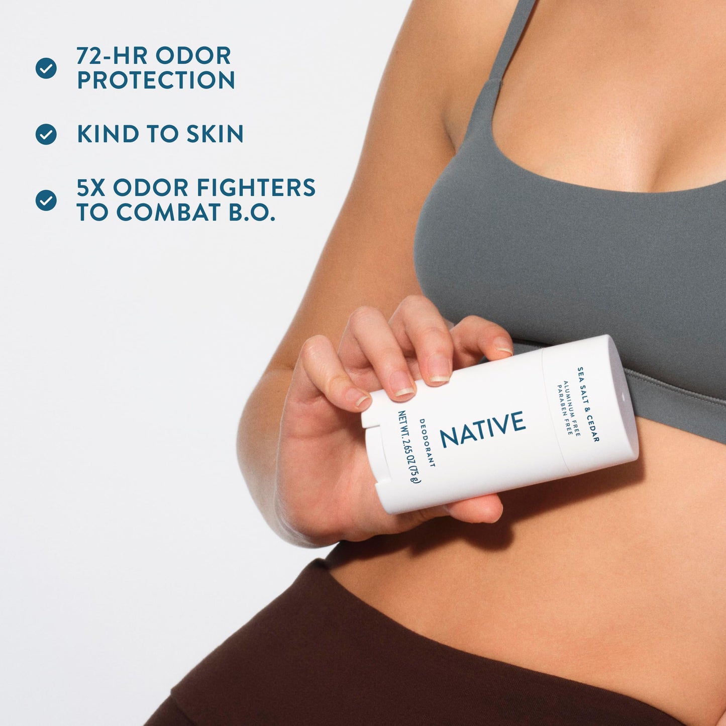 Native Deodorant Contains Naturally Derived Ingredients, 72 Hour Odor Control, Deodorant for Women and Men, Aluminum Free, Sea Salt & Cedar 2.65oz