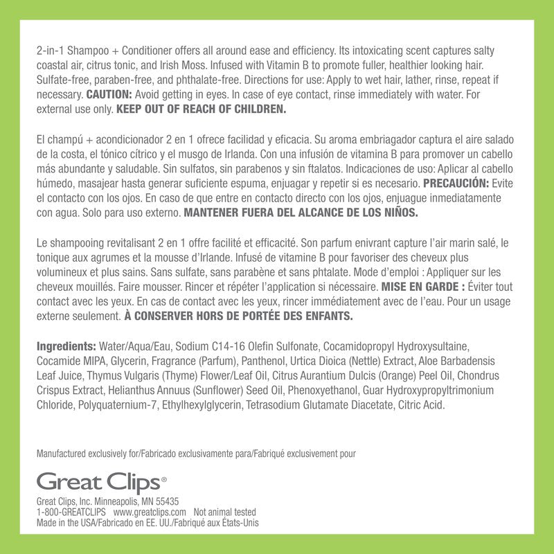GREAT CLIPS LATITUDE 2-in-1 Shampoo + Conditioner | Daily Shampoo and Conditioner Set for Men | Promotes Full + Healthy Hair | 12oz | Packaging May Vary