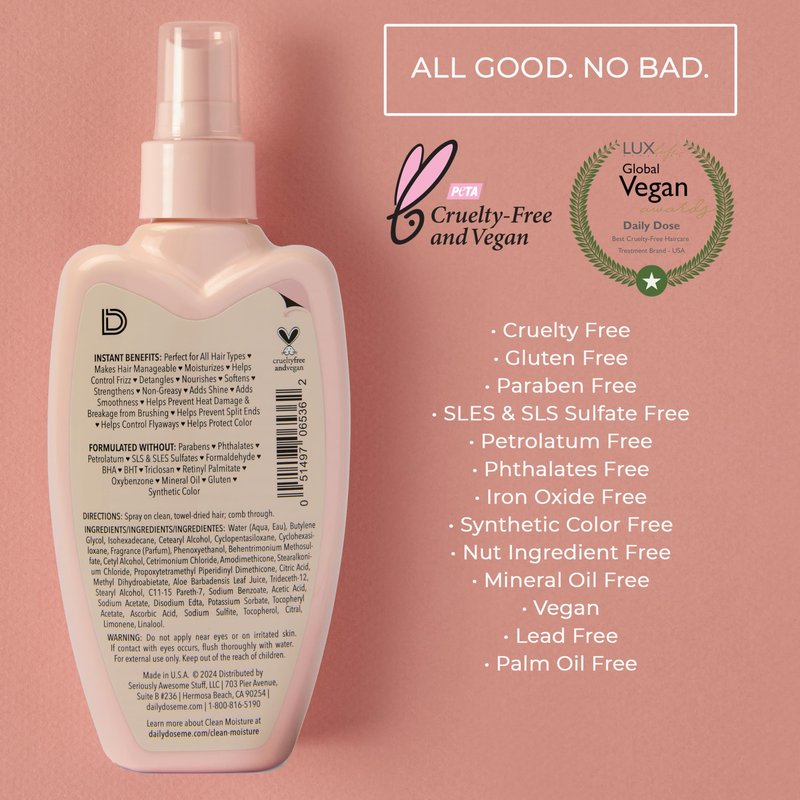 DAILY DOSE Award-Winning Leave-In Conditioner (8.5oz + 2oz Duo) Hair Detangler Spray (Award Winning), Paraben Free, Phthalates Free, Cruelty Free, Vegan