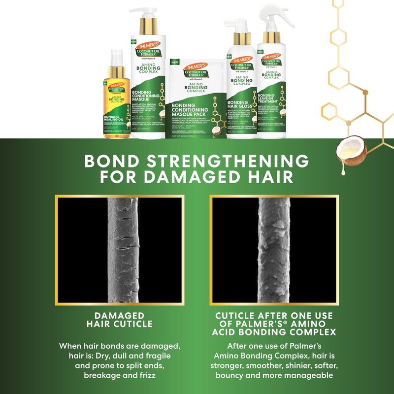 Palmer's Amino Bonding Complex Hair Treatment, Leave-In Conditioner Spray with Coconut Oil & Vitamin E, Heat Protectant, Anti Frizz, Strengthens & Protects Hair Growth, All Hair Types, 6.7 fl. oz