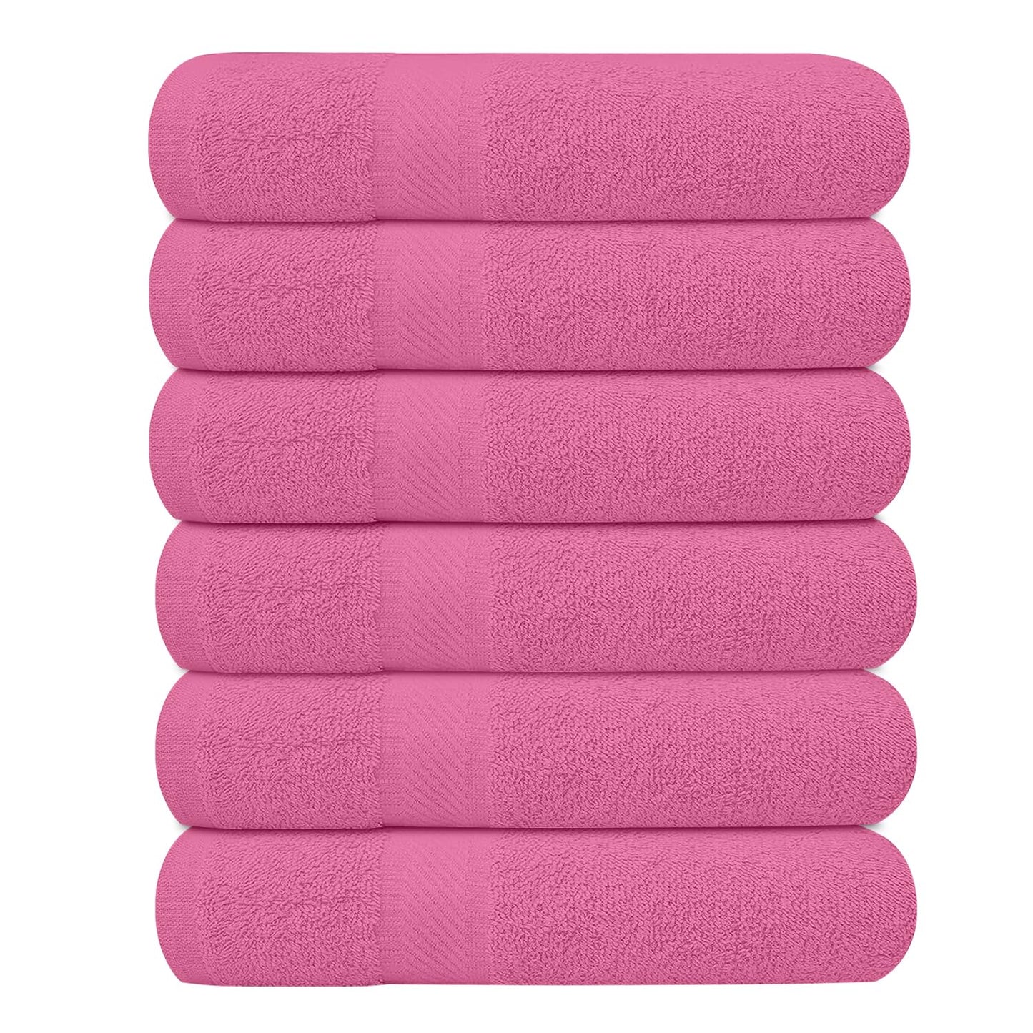 KAHAF COLLECTION 6 Pack Bath Towels Set (27 x 54 Inches) 100% Ring Spun Cotton, Lightweight, Quick Dry, Highly Absorbent Towels (Pink, (27x54) Inches)