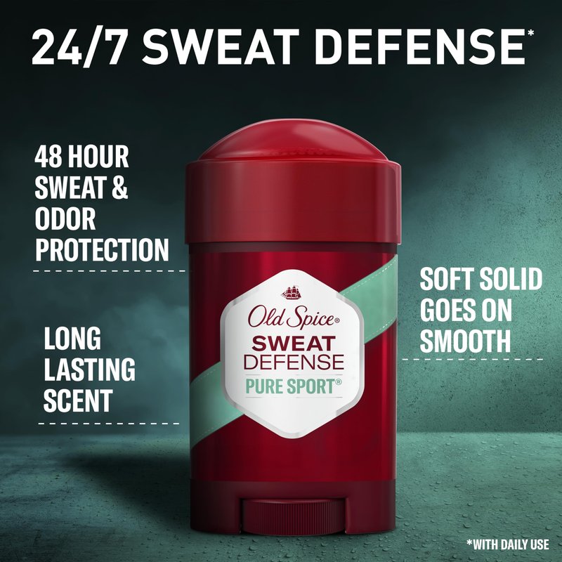 Old Spice Antiperspirant and Deodorant for Men, 24/7 Sweat and Odor Protection, Legendary Fragrance, Sweat Defense, Pure Sport Plus, 2.6 oz