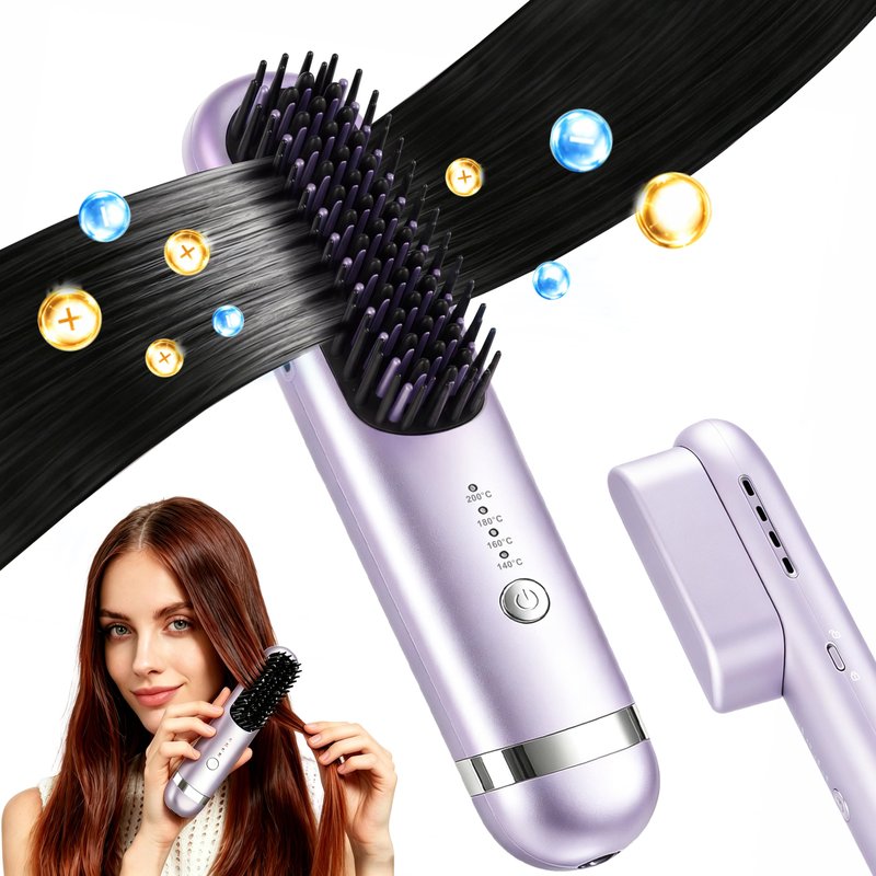 New Go Brush Pro 2026 Cordless Hair Straightener Brush, 280M Dual-Pole Ions, 1-Min MCH Fast Heat, 4000mAh 45-Min Runtime,TSA Mini& Travel,Auto Shut-Off,121 Teeth For Anti-Scald Frizz-Free Salon Smooth