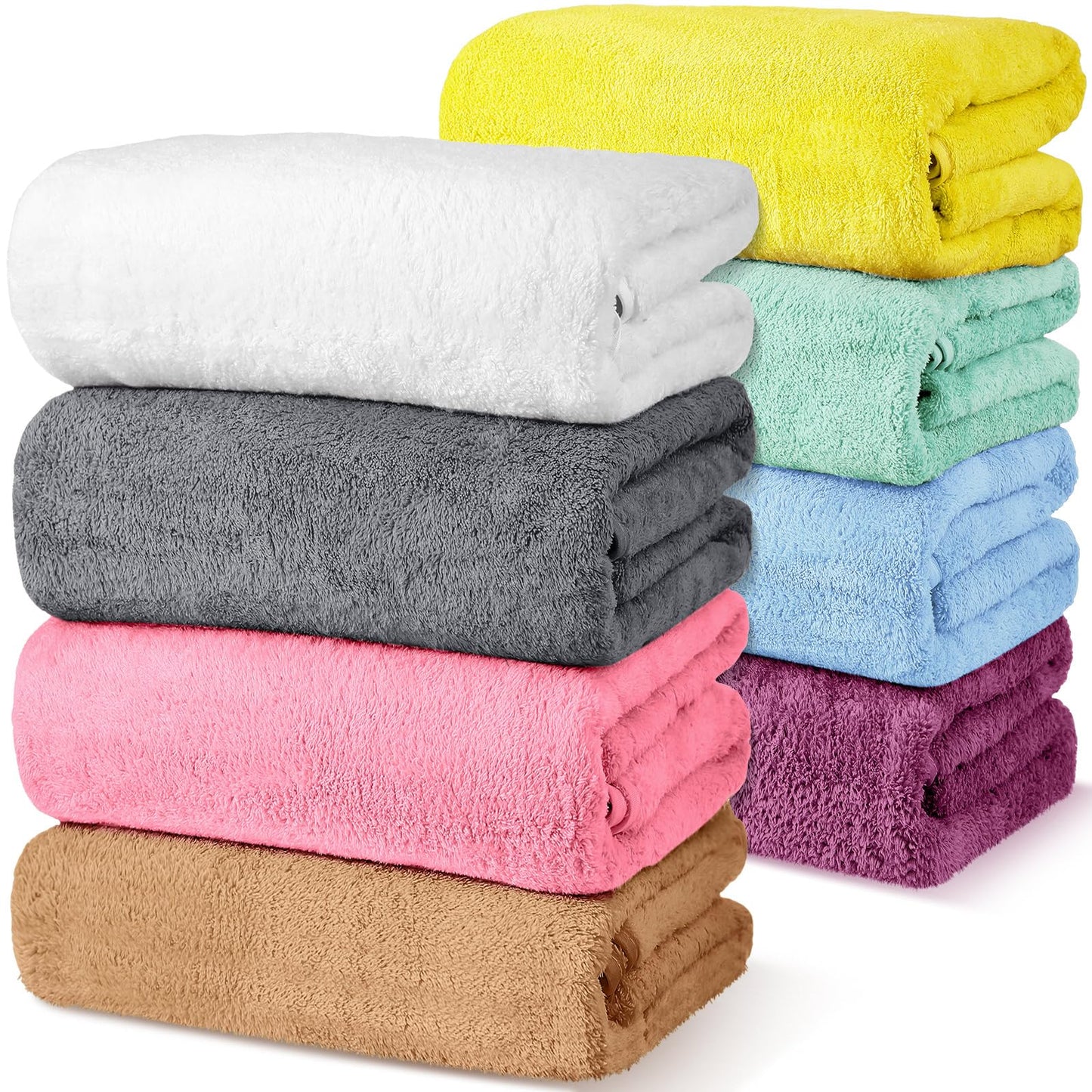 Peryiter 8 Pcs Microfiber Bath Towel Set 28 x 55 Inches Microfiber Towels Absorbent Soft Quick Dry Bathroom Towel Bulk for Adults Dorm Spa Gym Beach Pool Hotel(Multi Colors)