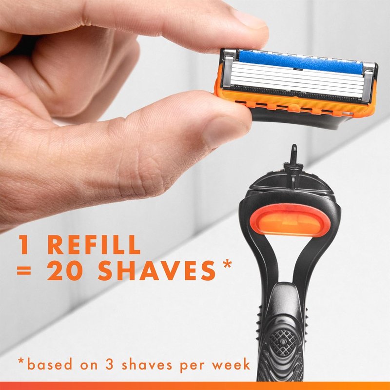 Gillette Fusion5 Razors - Comfortable Shaving with Lubrastrip - Includes 1 Razor & 4 Blade Refills