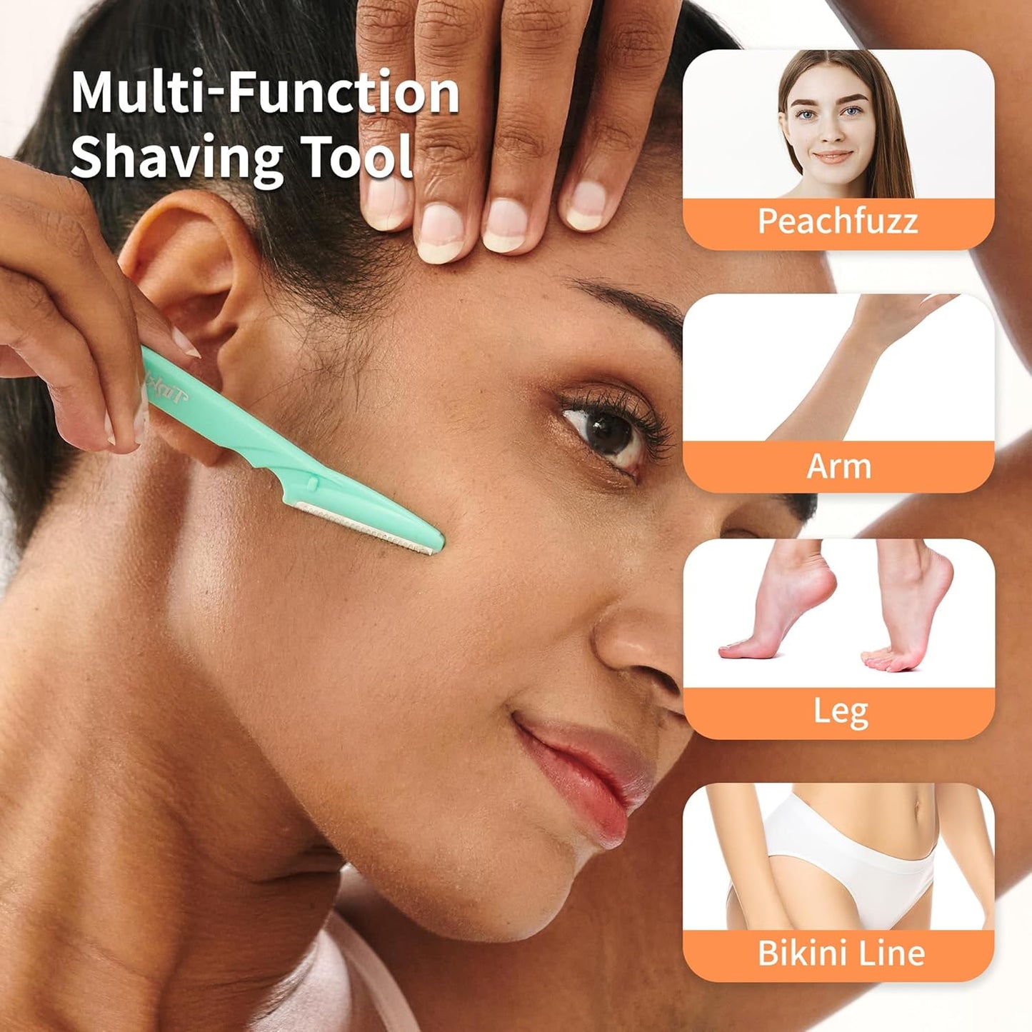 Tinkle Dermaplaning Tool - 18ct Dermaplane Razors for Women | Safe Peach Fuzz Remover & Eyebrow Trimmer