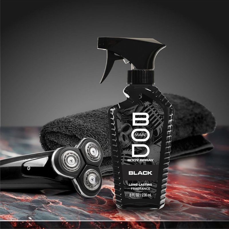 BOD man Fragrance Body Spray, Black, 8 fl oz (Pack of 2)