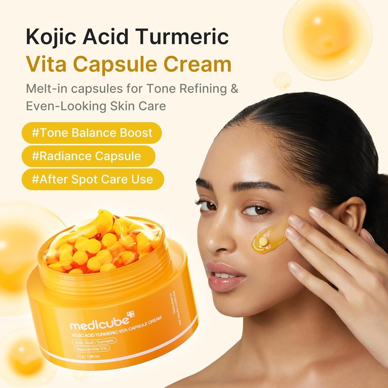Medicube Capsule Cream - Kojic Acid & Turmeric for Uneven Skin Tone | Radiance & Tone Renewal | 1.86 oz