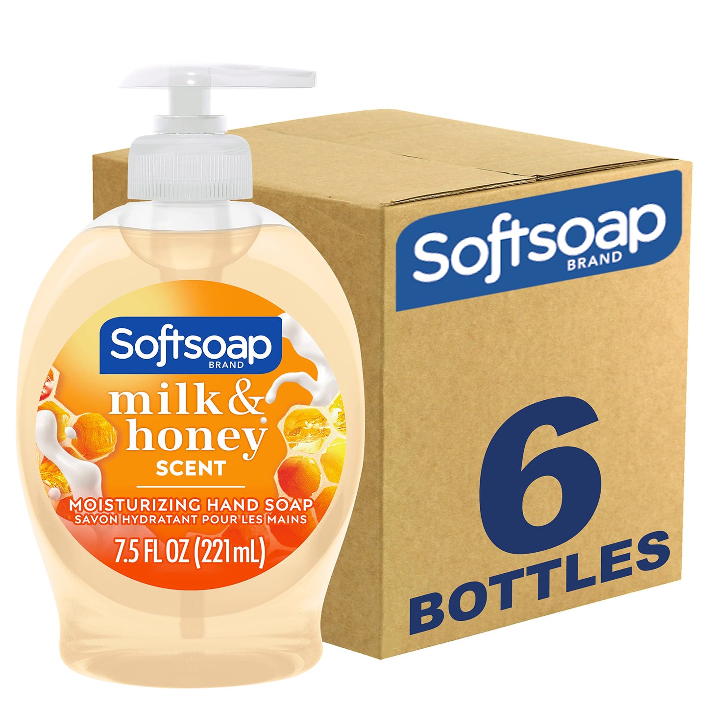 Softsoap Moisturizing Liquid Hand Soap, Milk and Honey, 7.5 Fluid Ounce, Pack of 6 (Package may vary) & Moisturizing Liquid Hand Soap, Soothing Clean Aloe Vera - 7.5 Fl Oz (Pack of 6)