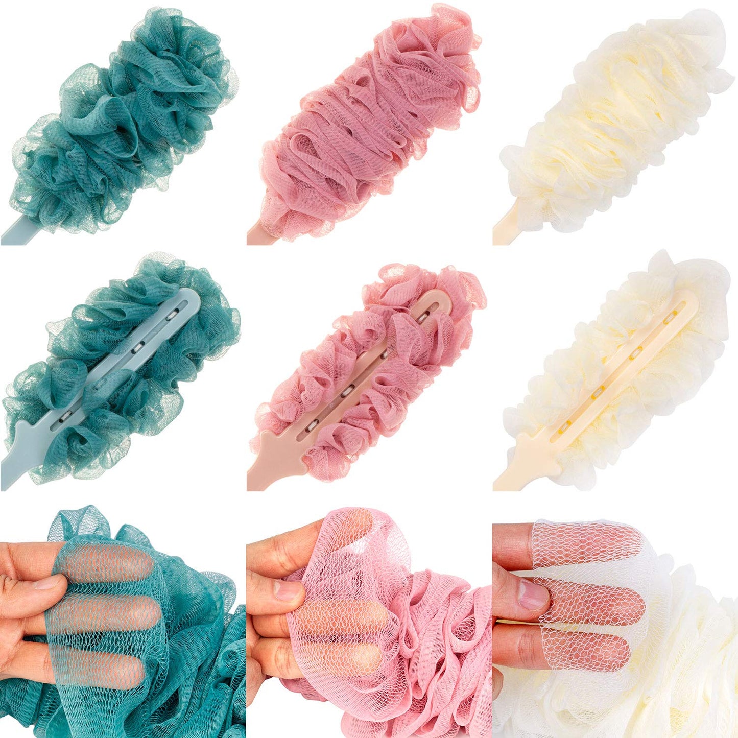Arswin Back Scrubber for Shower,Loofah Long Handle Bath Body Brush,Soft Nylon Mesh Sponge for Shower,Loofah On a Stick for Men Women,Exfoliating Scrub Cleaning Luffa for Elderl(3Pack-Mix)