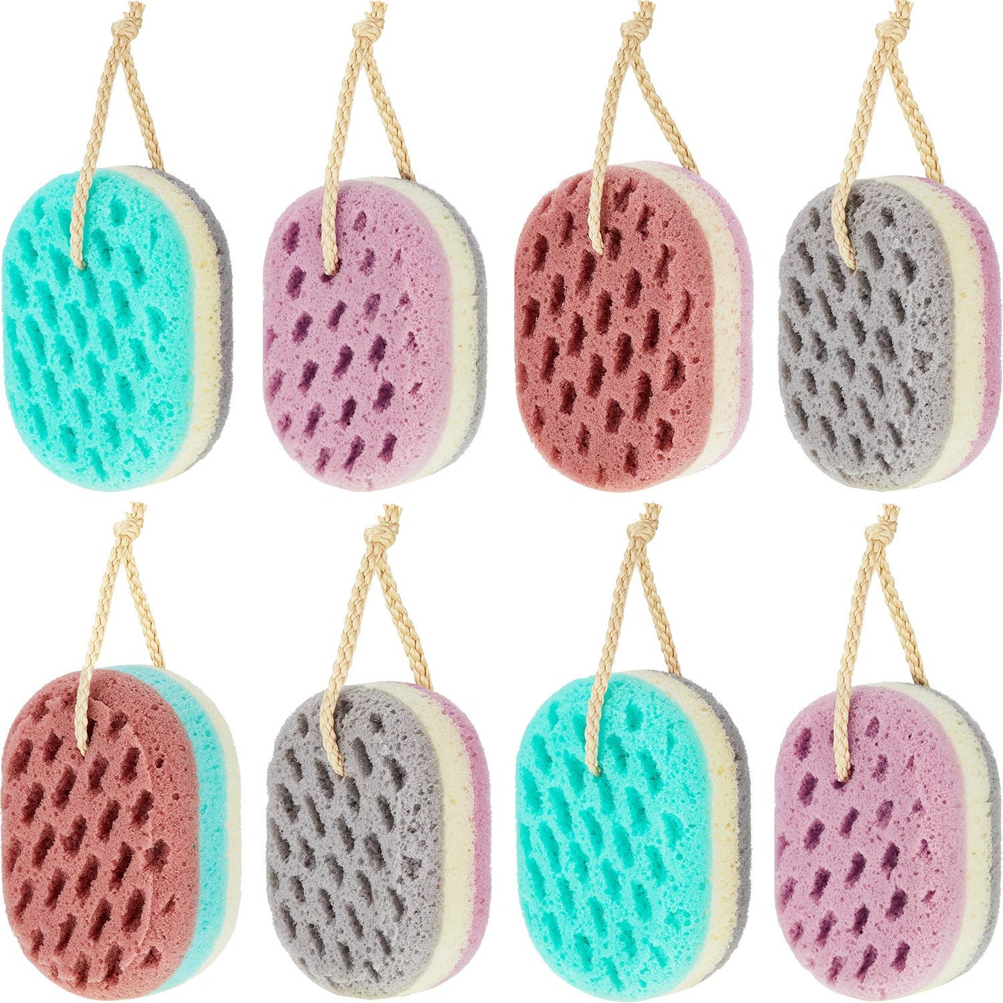 Boao 8 Pcs Bath Sponge for Women Men, Soft Shower Sponge Body Wash Scrubber Gentle Cleaning Loofahs for Shower(Random Colors,Multicolor)