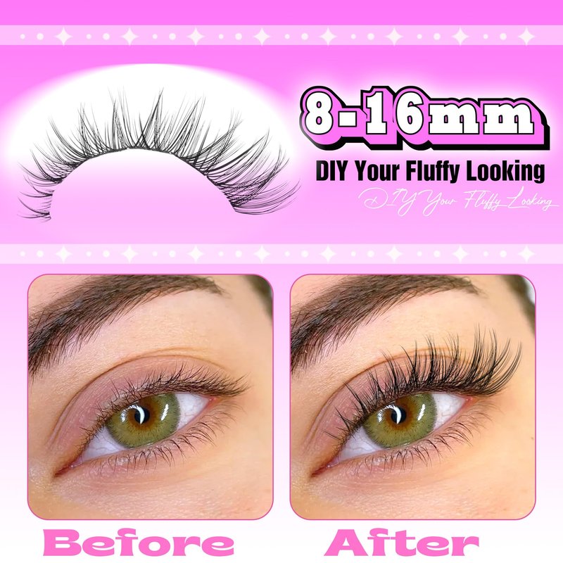ALICE Lash Clusters Eyelash Clusters - Wispy Volume Eyelash Extensions with Spikes - 228pcs 10-18mm 100D Waterproof Individual Lashes for Dramatic Look and Customizable Styles
