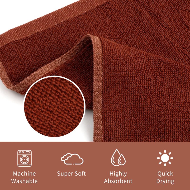 INFICRIME 6 Pack 100% Cotton Washcloths, 12x12 Inch Highly Absorbent Soft Face Towels - Zero Lint Fingertip Towels for Bathroom Gym Hotel Spa, 3 White + 3 Brown