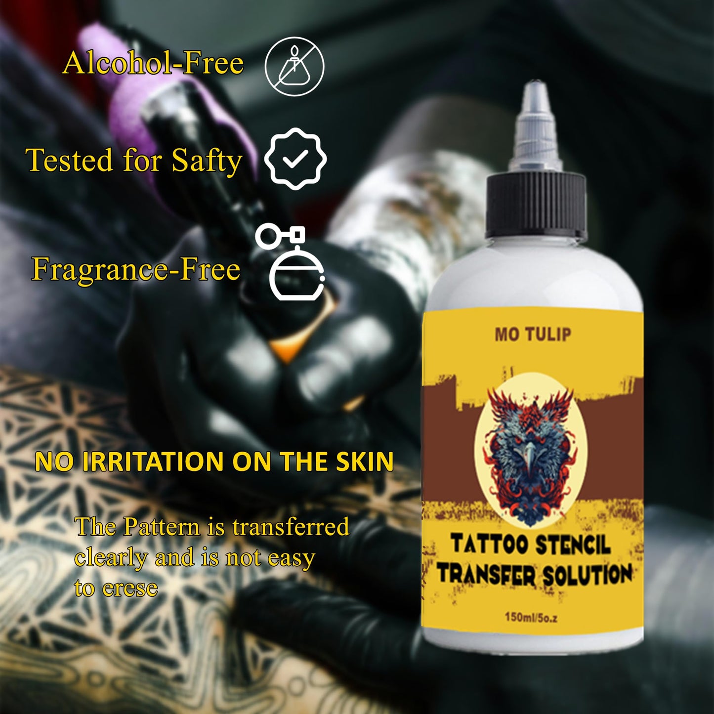 Tattoo Stencil Transfer Gel Solution for Machine Stencils, Tattoo Transfer Gel for Artists & Beginners, Temporary Supplies Accessories (5.OZ)