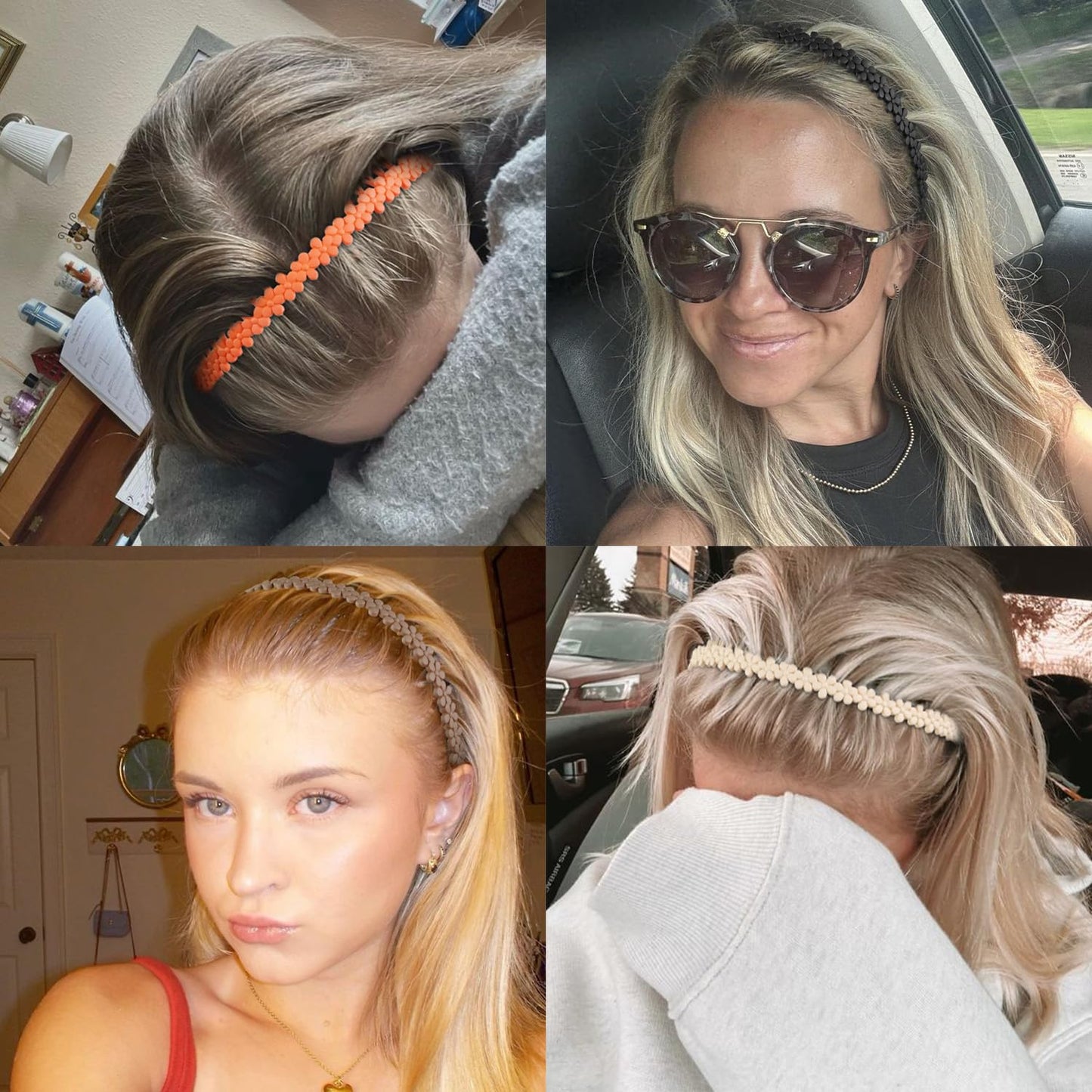 WOVOWOVO Flower Zig Zag Headbands - Non-Slip Floral Hair Accessories | 7-Pack for Women