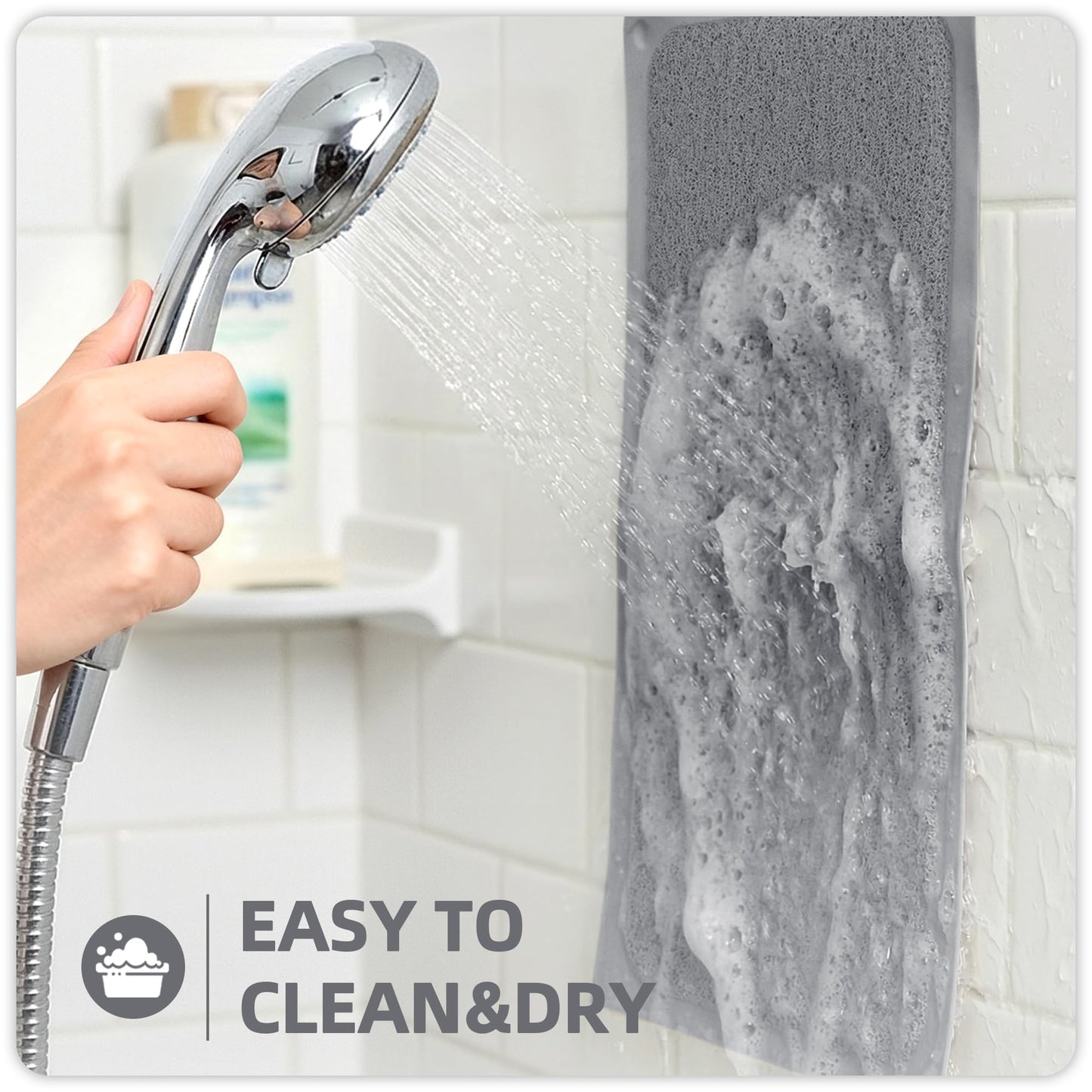 Upgraded Non Slip Shower Mat,Anti Slip Bathtub Mat with Suction Cups,Scrubber Mats,Easy to Clean,Quick Drying,Loofah Bath Mat for Tub,Shower,Bathroom.24''x24''