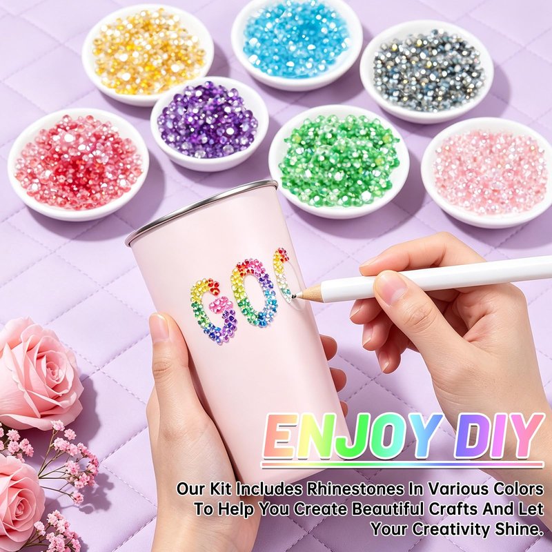 IKKAB 32000PCS 3mm Flatback Rhinestones for Bedazzling, 40 Colors Bedazzling Kit with Storage Box, 3 B7000 Glue, Tweezers & Pick Up Pen, Bedazzler Kit with Rhinestones for Crafts, Clothes, Shoes DIY