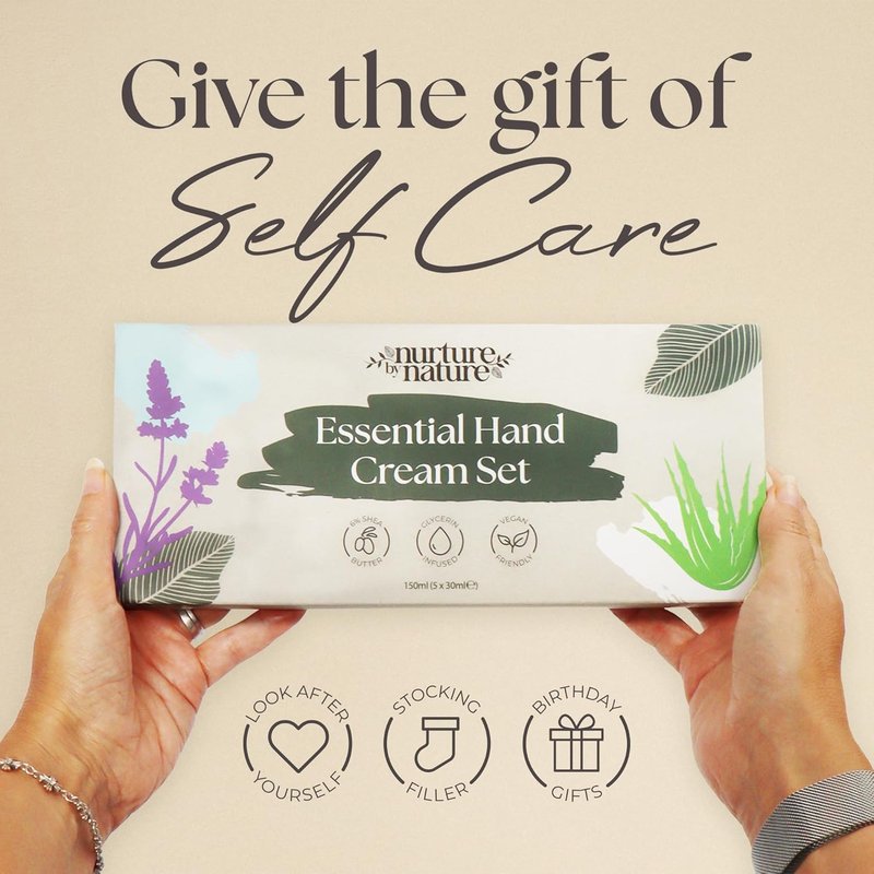 Nurture by Nature Hand Cream Gift Set - 5 Travel Size Lotions Enriched with 6% Shea Butter & Glycerin