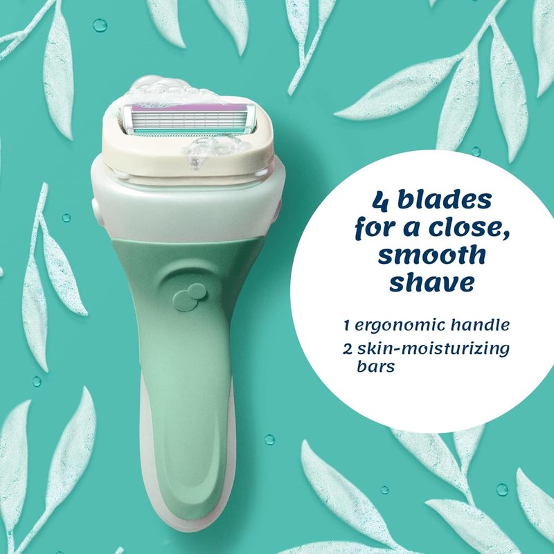 Schick Intuition Razors for Women - Sensitive Skin Comfort | 1 Razor & 4 Organic Aloe Blades