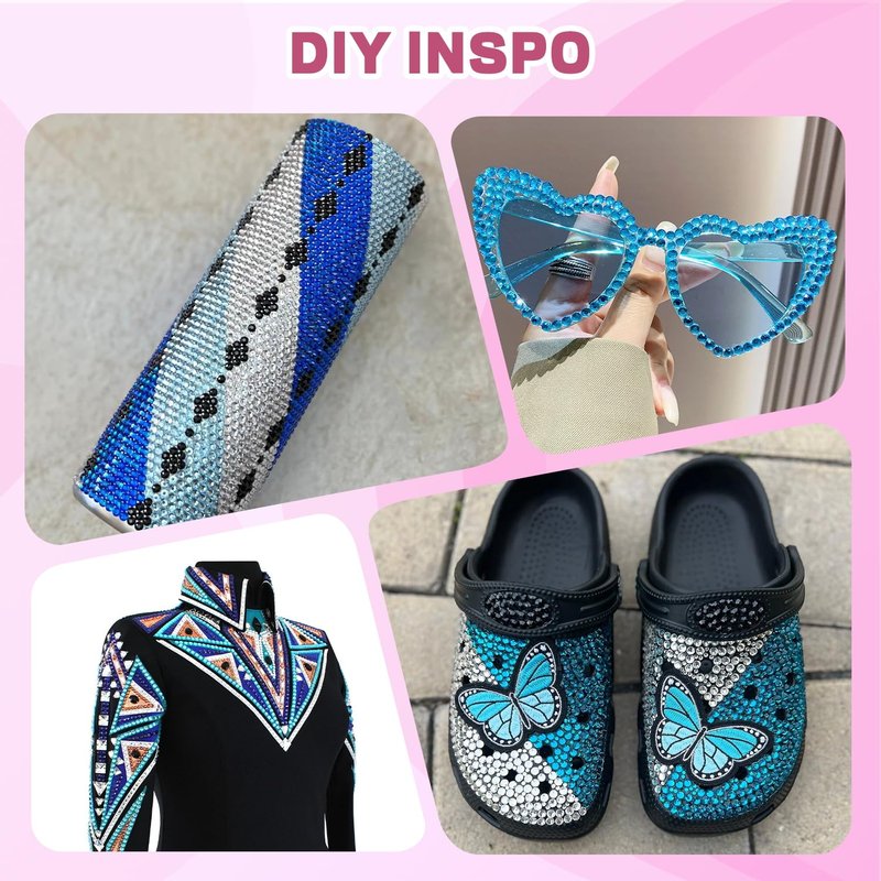 20000Pcs Blue Rhinestones for Bedazzling Kit with 3Pcs B7000 Jewelry Glue, Resin Rhinestones for Crafting Crafts，Bedazzler Kit Flatback Gems for Clothing Shoes Tumblers Nail Art