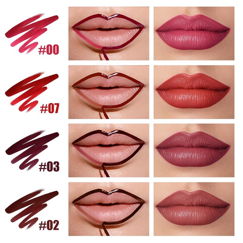 Peel Off Lip Liner Set - 4 PCS Matte Pink Lip Stain | Long-Lasting Non-Fading Formula