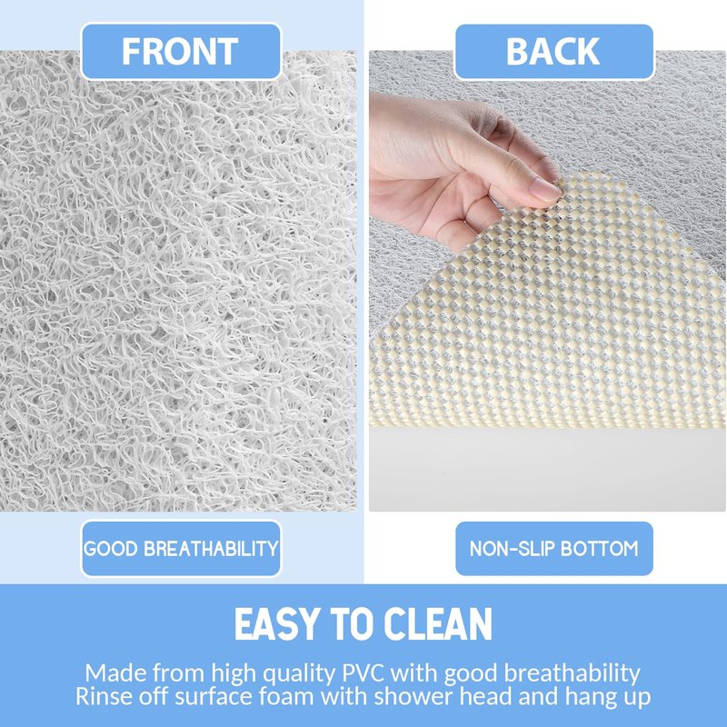 Hargiis Non-Slip Bathtub Mat, Anti Slip Shower Mat, Fast Drying Bathtub Mats, Foot Scrubber Mat, Anti Slip Mat for Tub, Floor, Bathroom, Kitchen, Home, Hotel (White 24"×16")